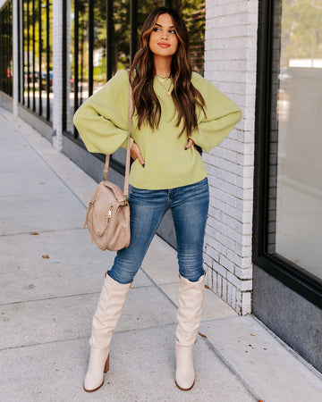 Ozzy Cotton Blend Balloon Sleeve Sweater - Lime