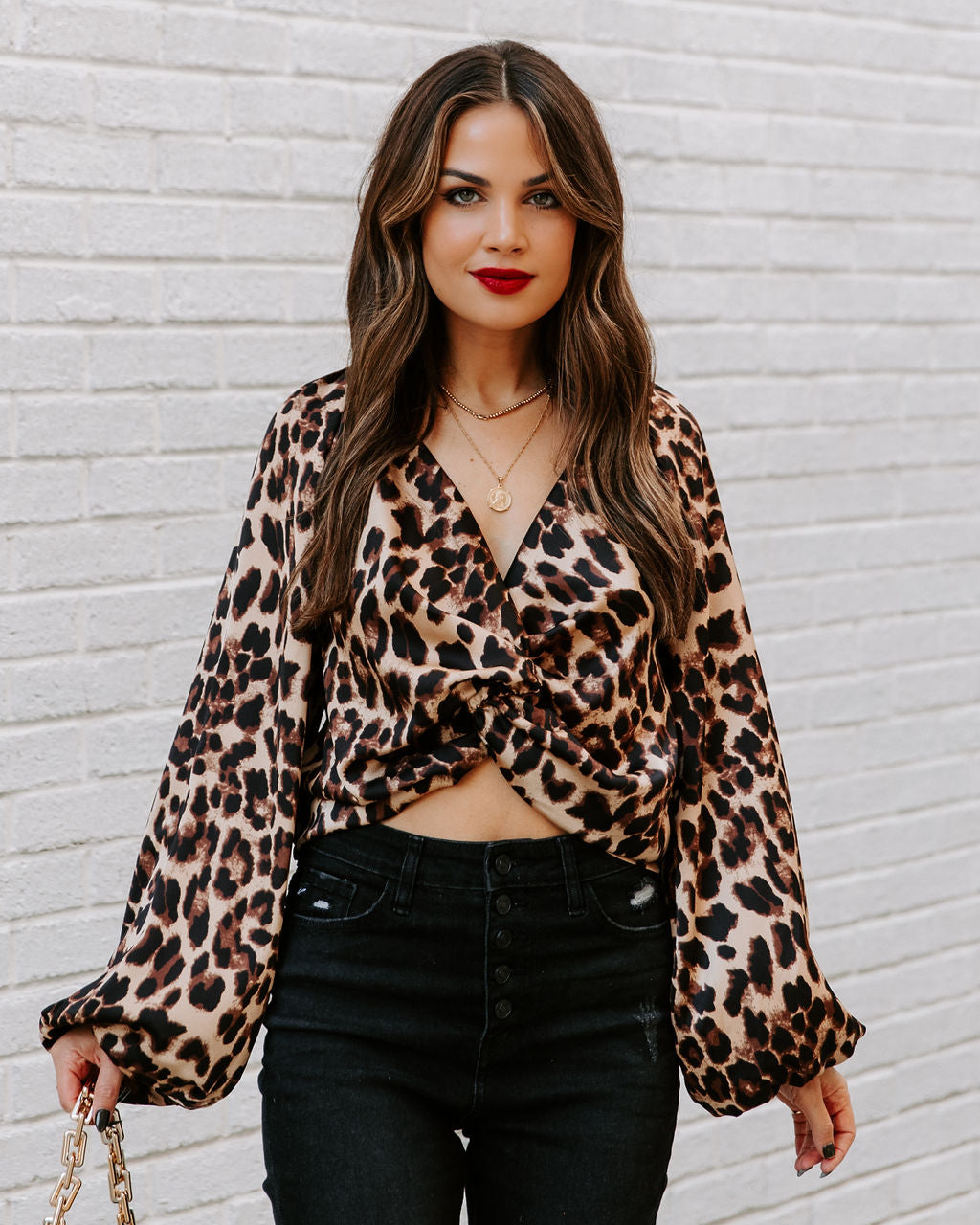 Rori Twist Front Leopard Blouse