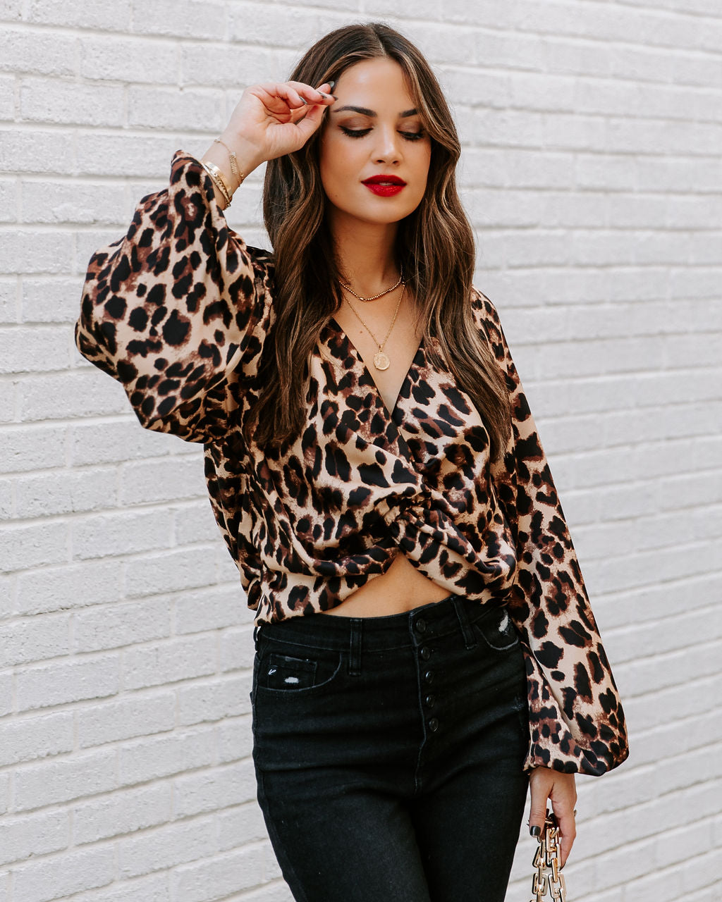 Rori Twist Front Leopard Blouse