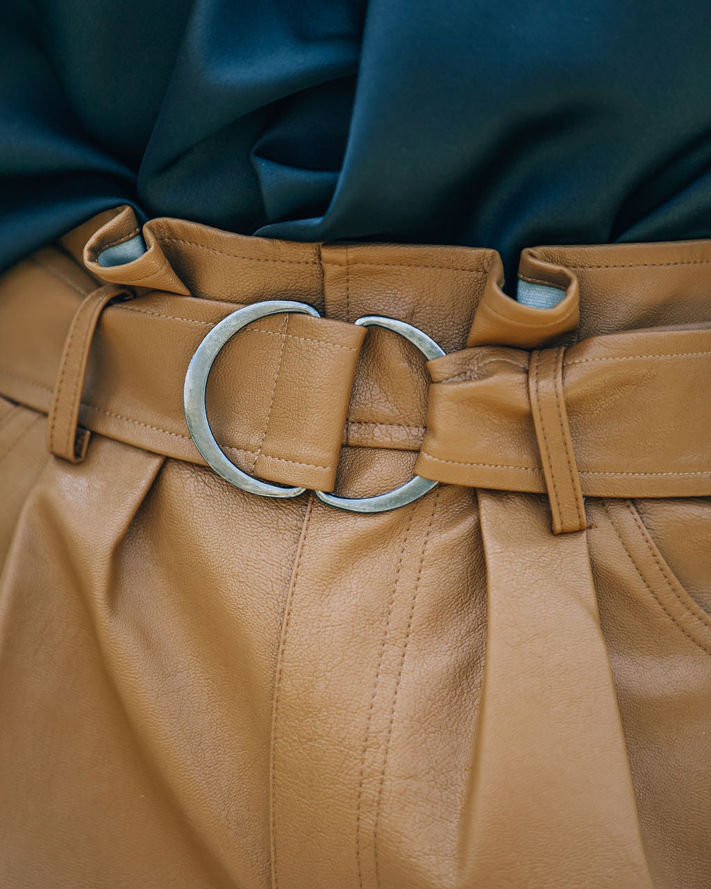 Fulton Pocketed High Rise Faux Leather Shorts