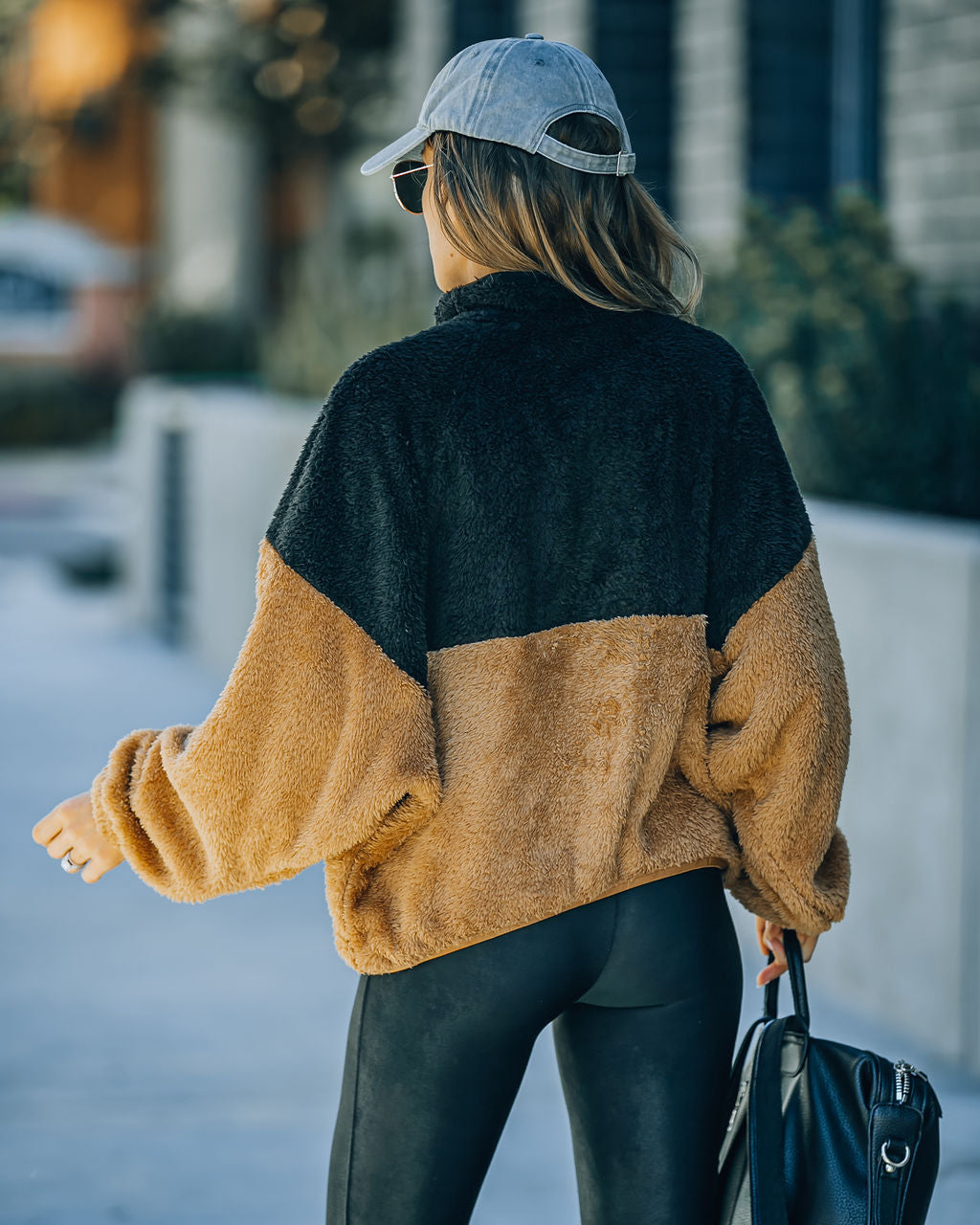 Nava Pocketed Colorblock Zip Up Jacket - Black