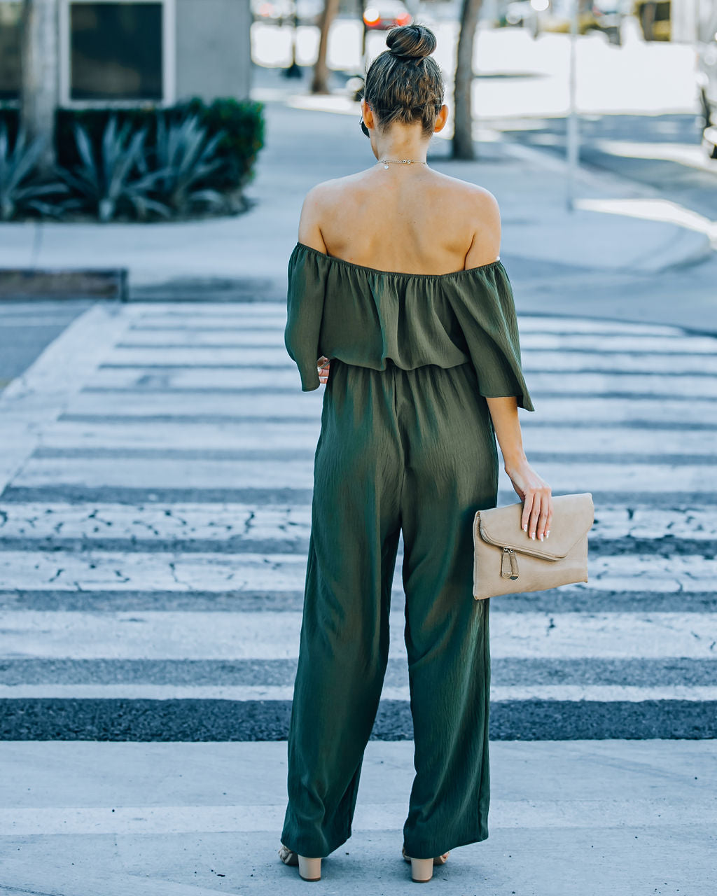 Leiland Off The Shoulder Jumpsuit - Olive