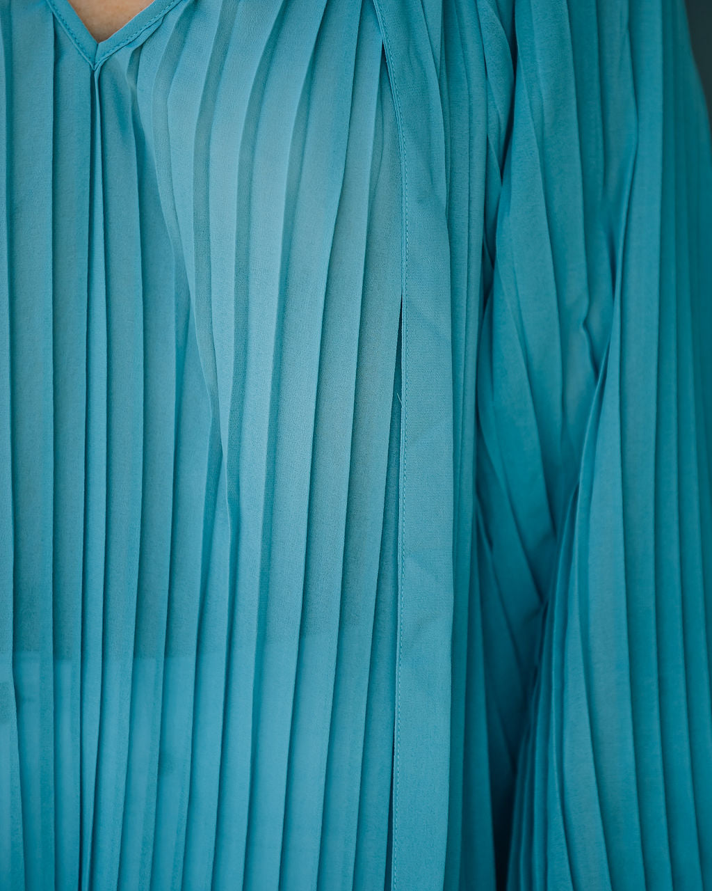 Nightfall Pleated Balloon Sleeve Blouse - Blue