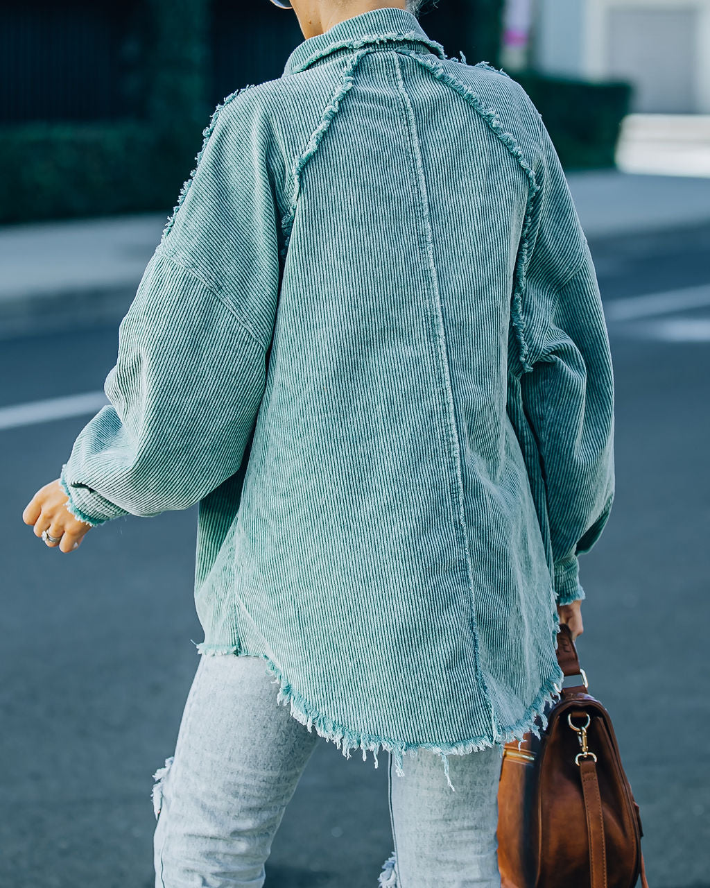 Navid Cotton Pocketed Corduroy Shacket - Seafoam