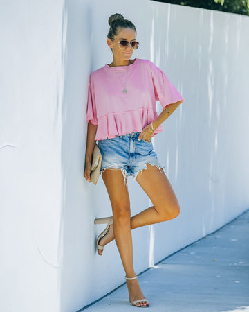 Gal Pal Cotton Peplum Top - Pink