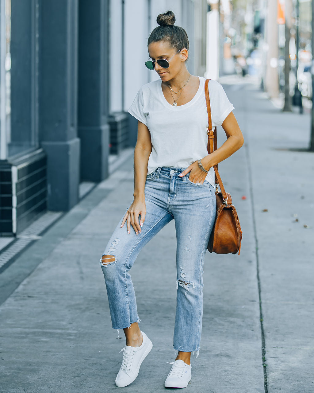 Nile Cotton Modal Scoop Tee - Off White