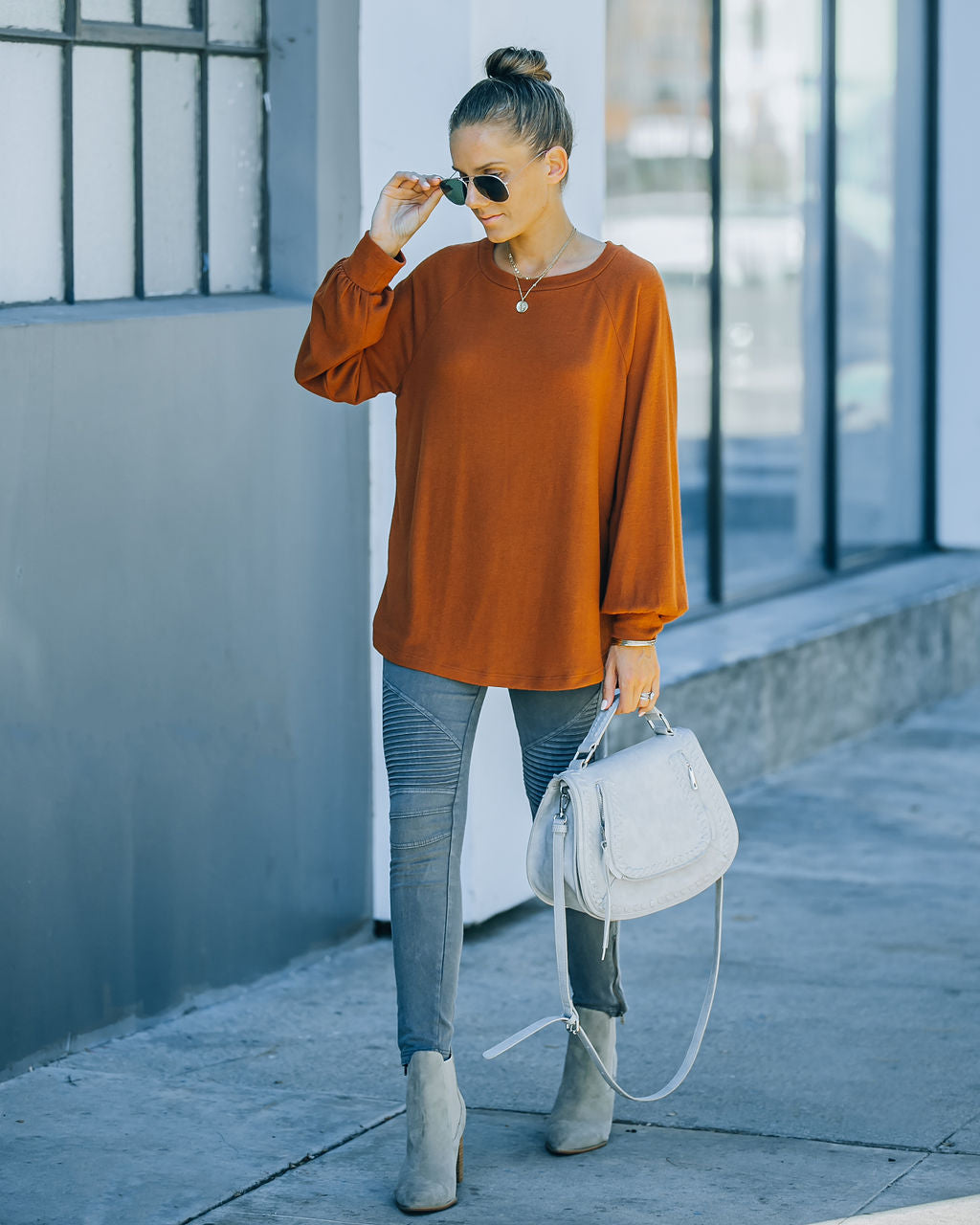 Serafina Knit Raglan Top - Camel