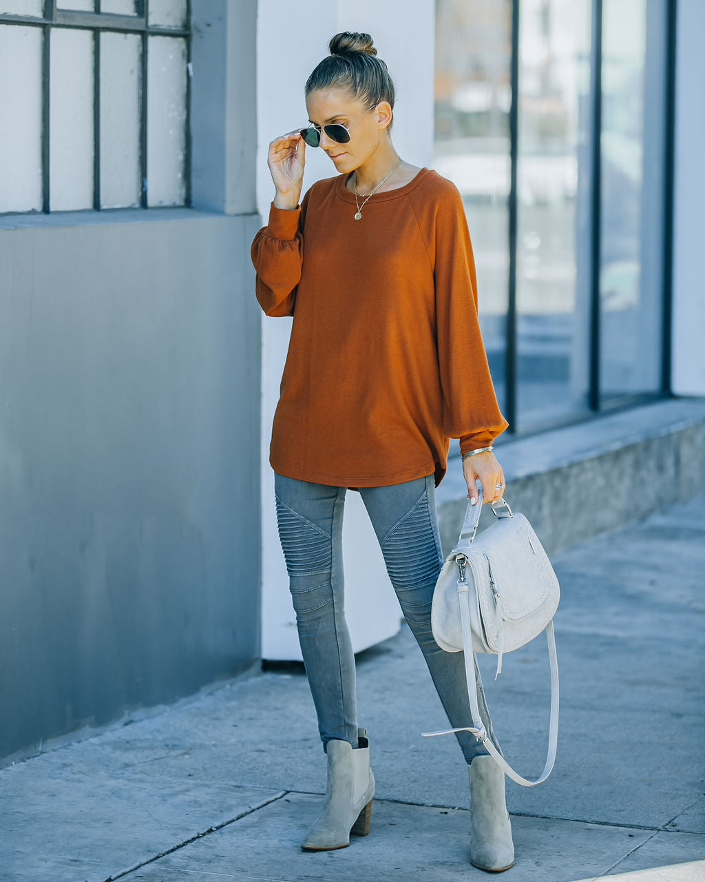 Serafina Knit Raglan Top - Camel