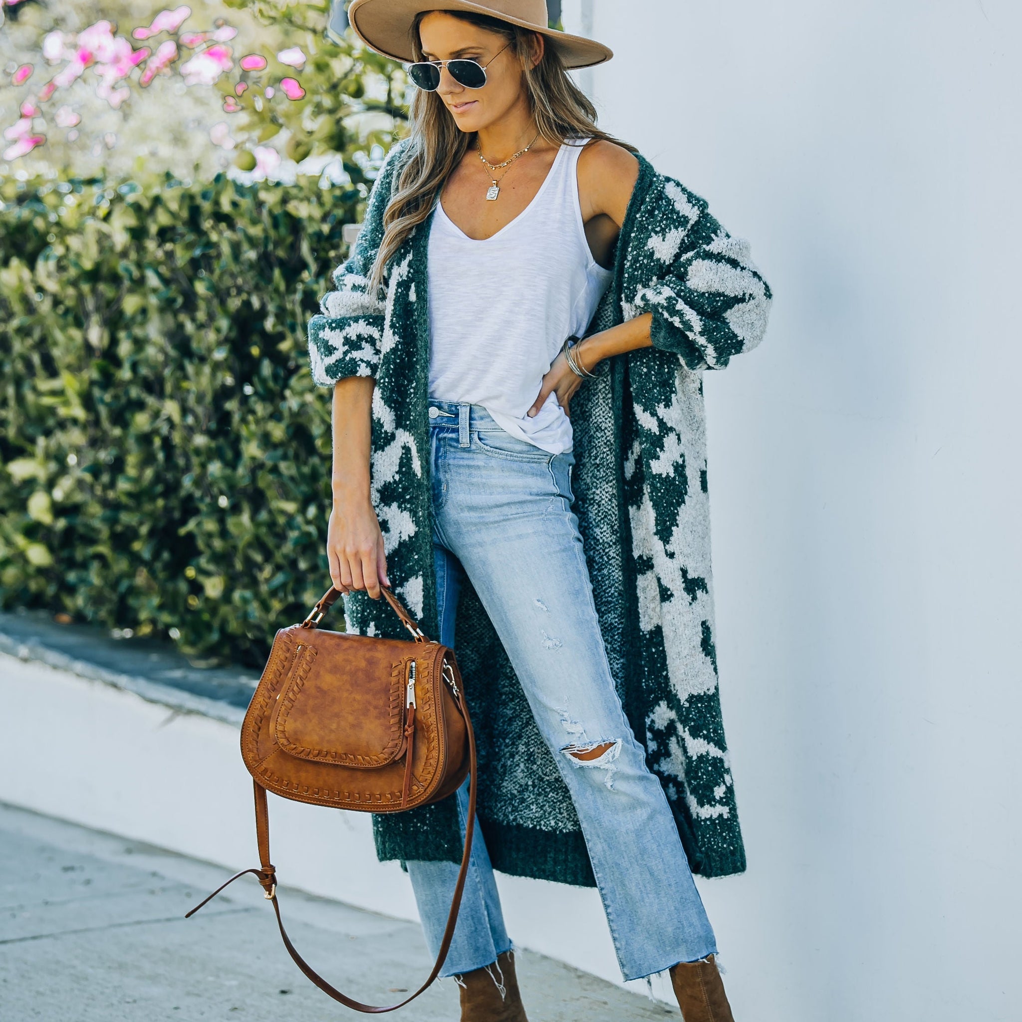 Merced Knit Duster Cardigan - Forest Green