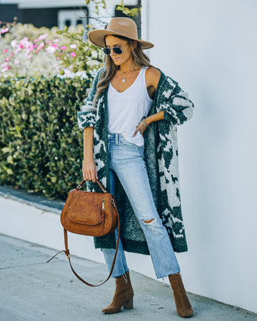 Merced Knit Duster Cardigan - Forest Green