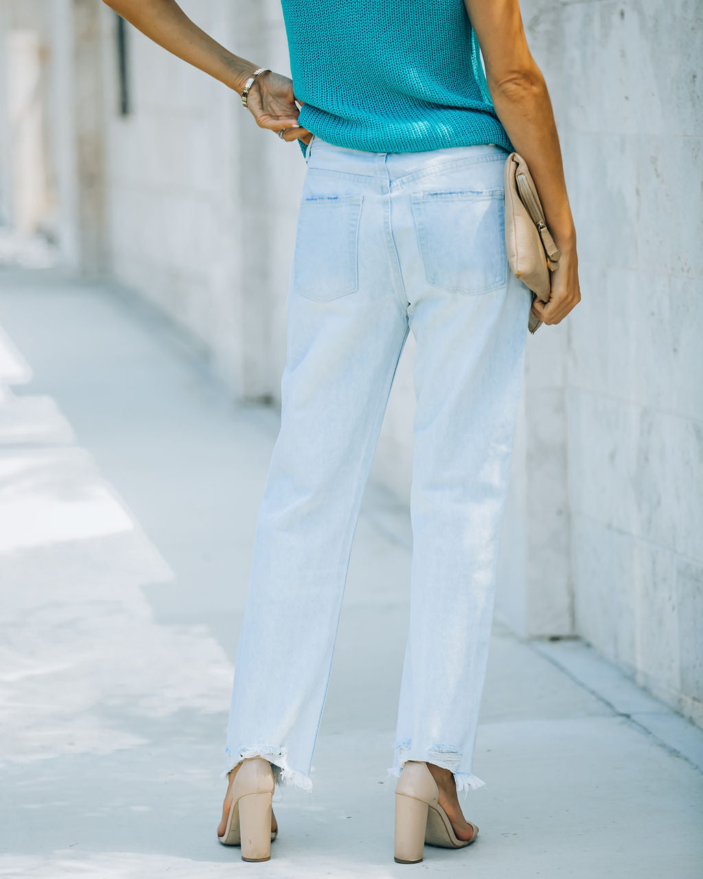 River High Rise Frayed Girlfriend Denim