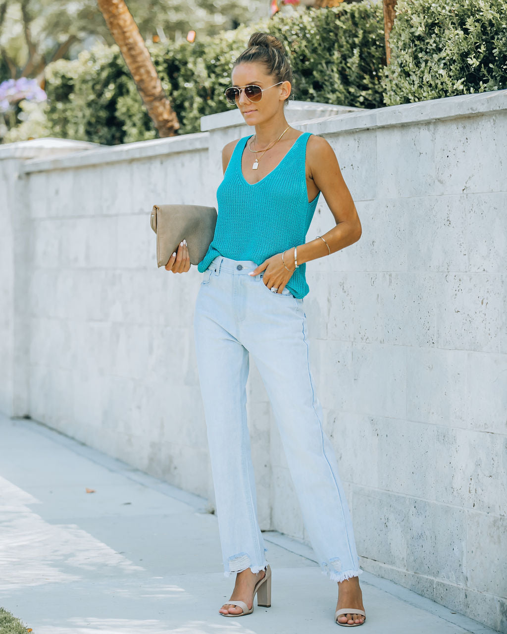 River High Rise Frayed Girlfriend Denim