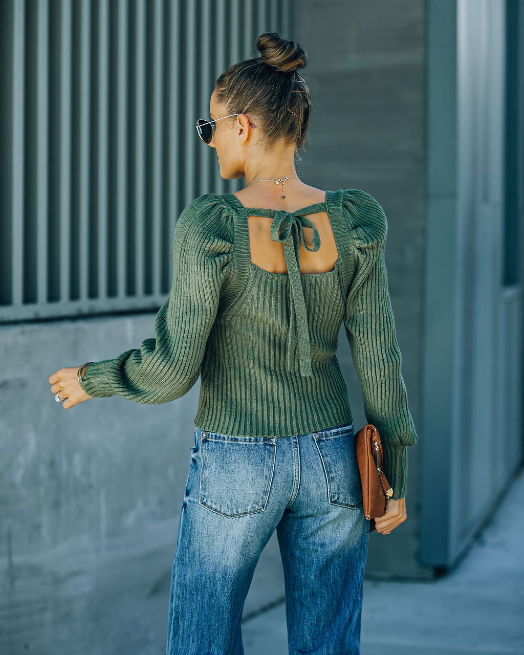 Ford Square Neck Knit Sweater - Fern Green