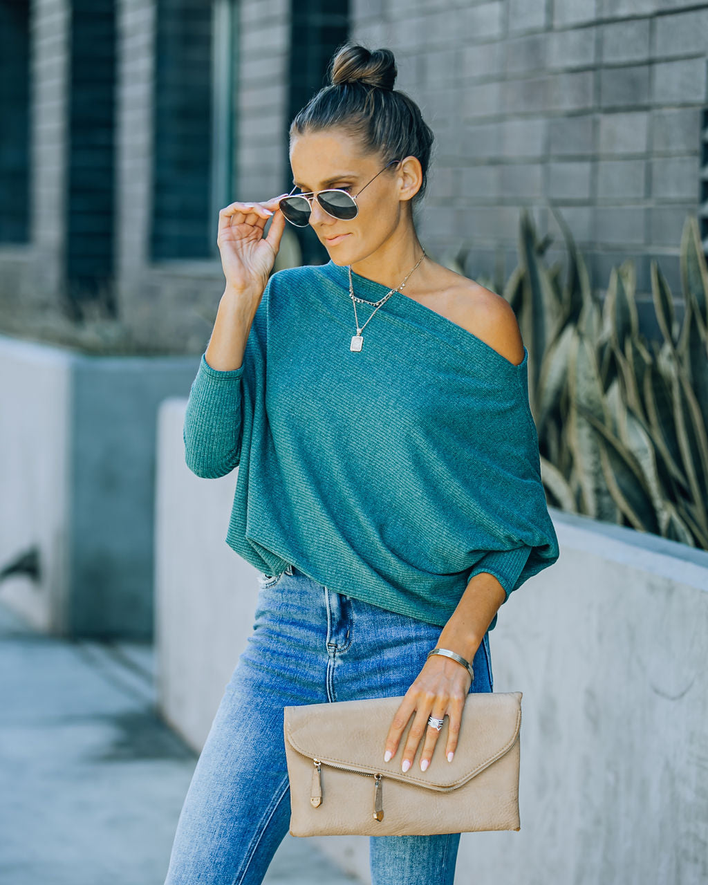 Grateful Dolman Knit Top - Dusty Teal