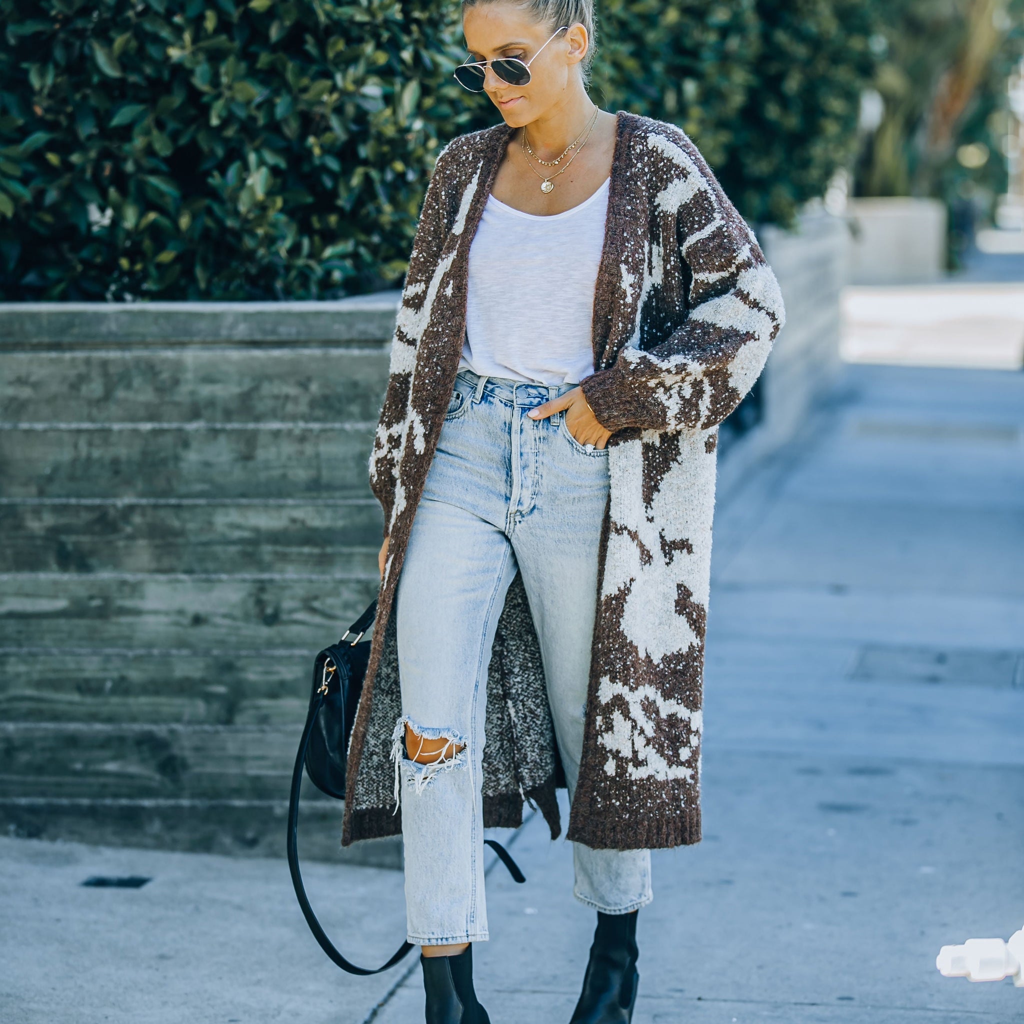 Merced Knit Duster Cardigan - Chocolate