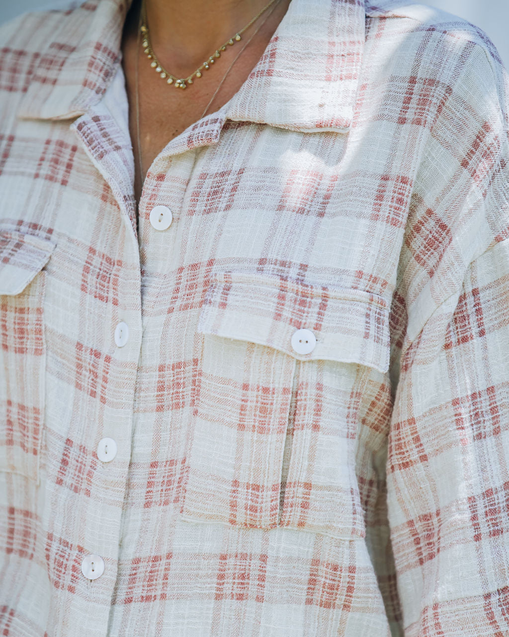 Lamar Cotton Plaid Button Down Top