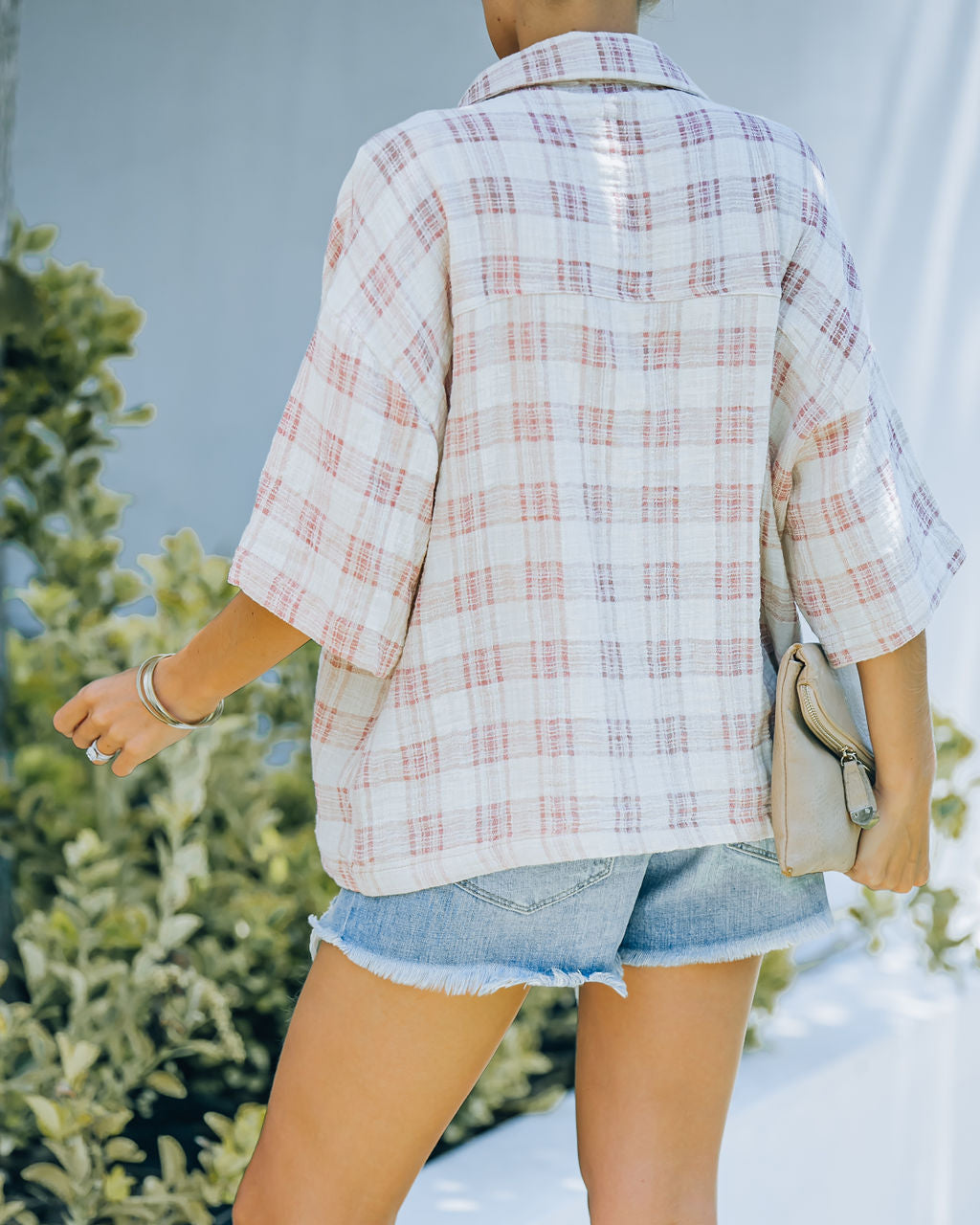 Lamar Cotton Plaid Button Down Top