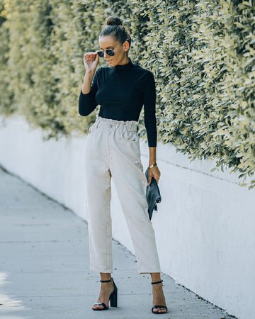 Mason Pocketed Corduroy Paper Bag Pants - Ivory