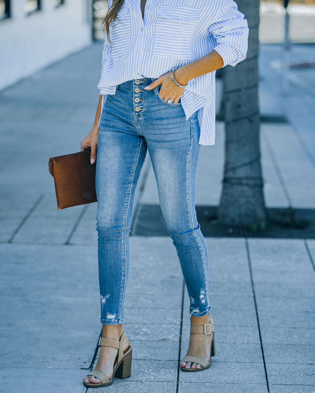 Zana High Rise Button Front Skinny