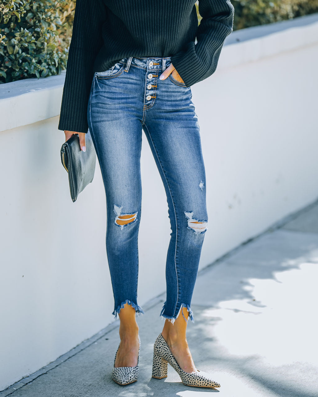 Gemma High Rise Distressed Skinny