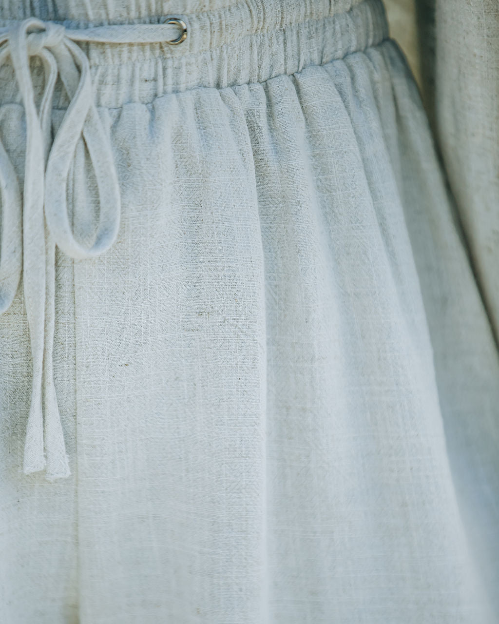 Panama Linen Blend Drawstring Shorts