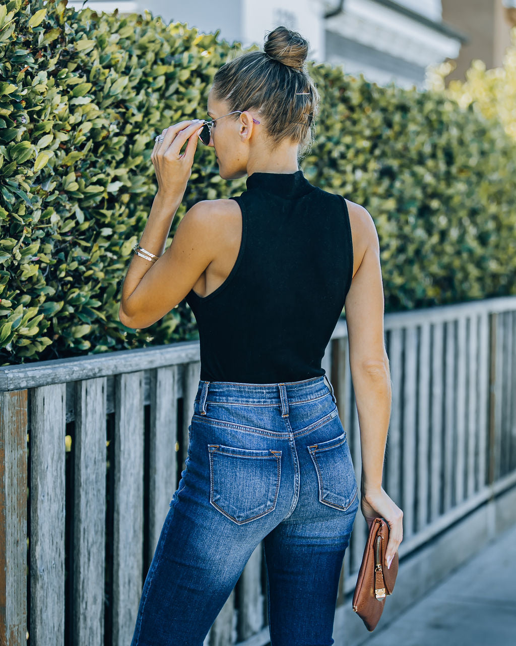 Nyra Sleeveless Mock Neck Knit Top - Black