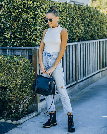 Nyra Sleeveless Mock Neck Knit Top - Ivory