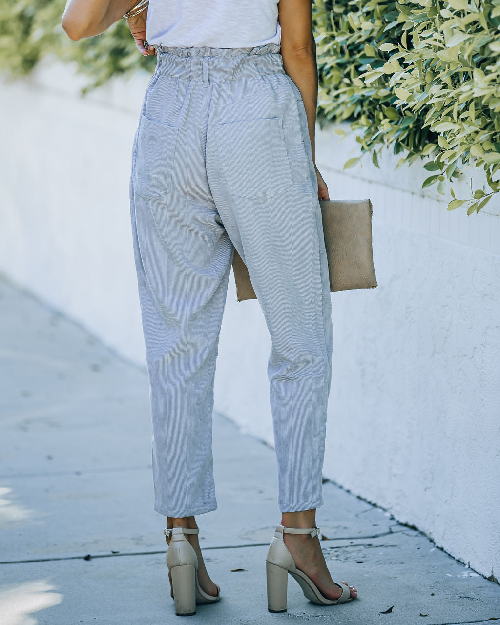 Mason Pocketed Corduroy Paper Bag Pants - Lavender