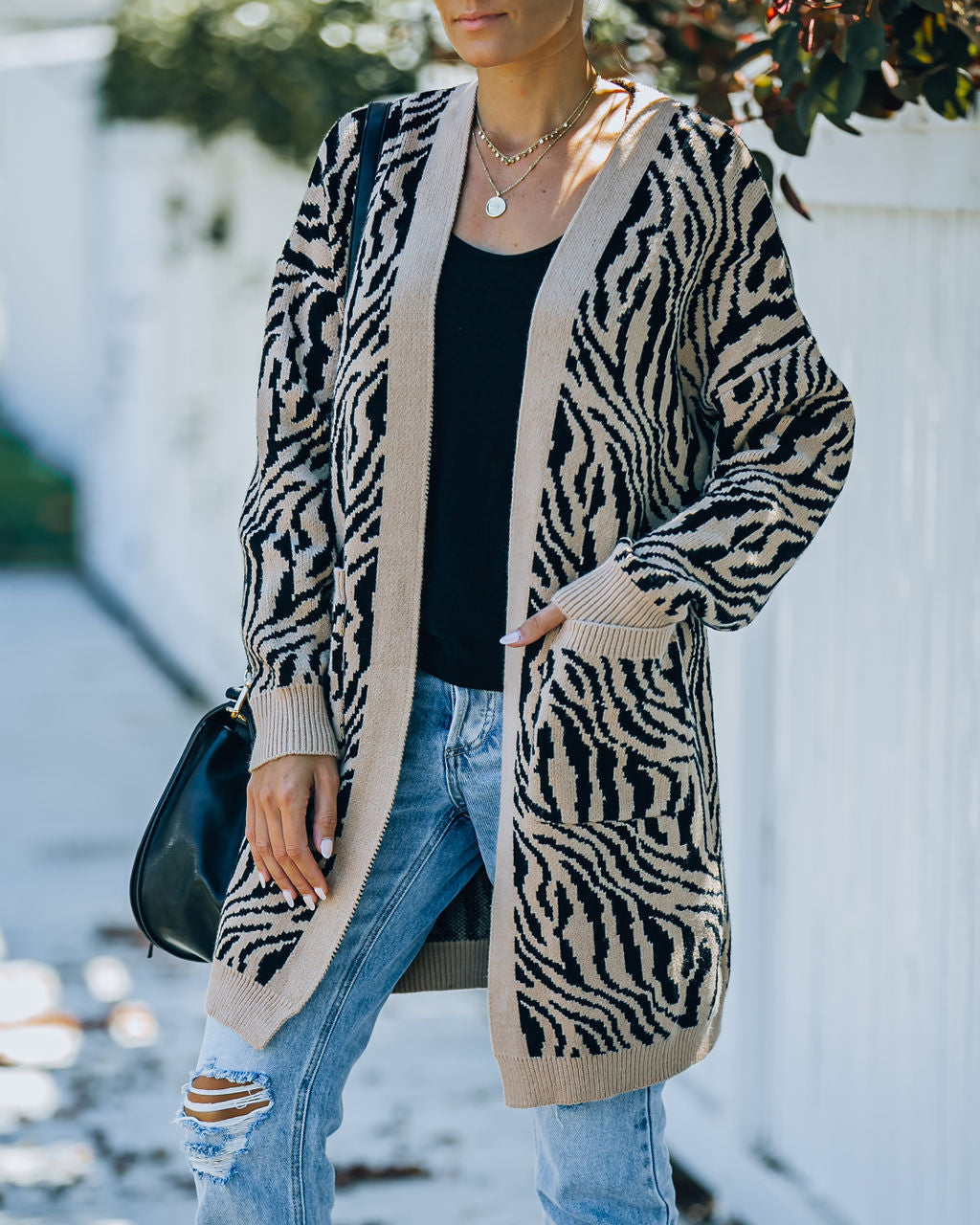 Saddle Up Pocketed Zebra Cardigan