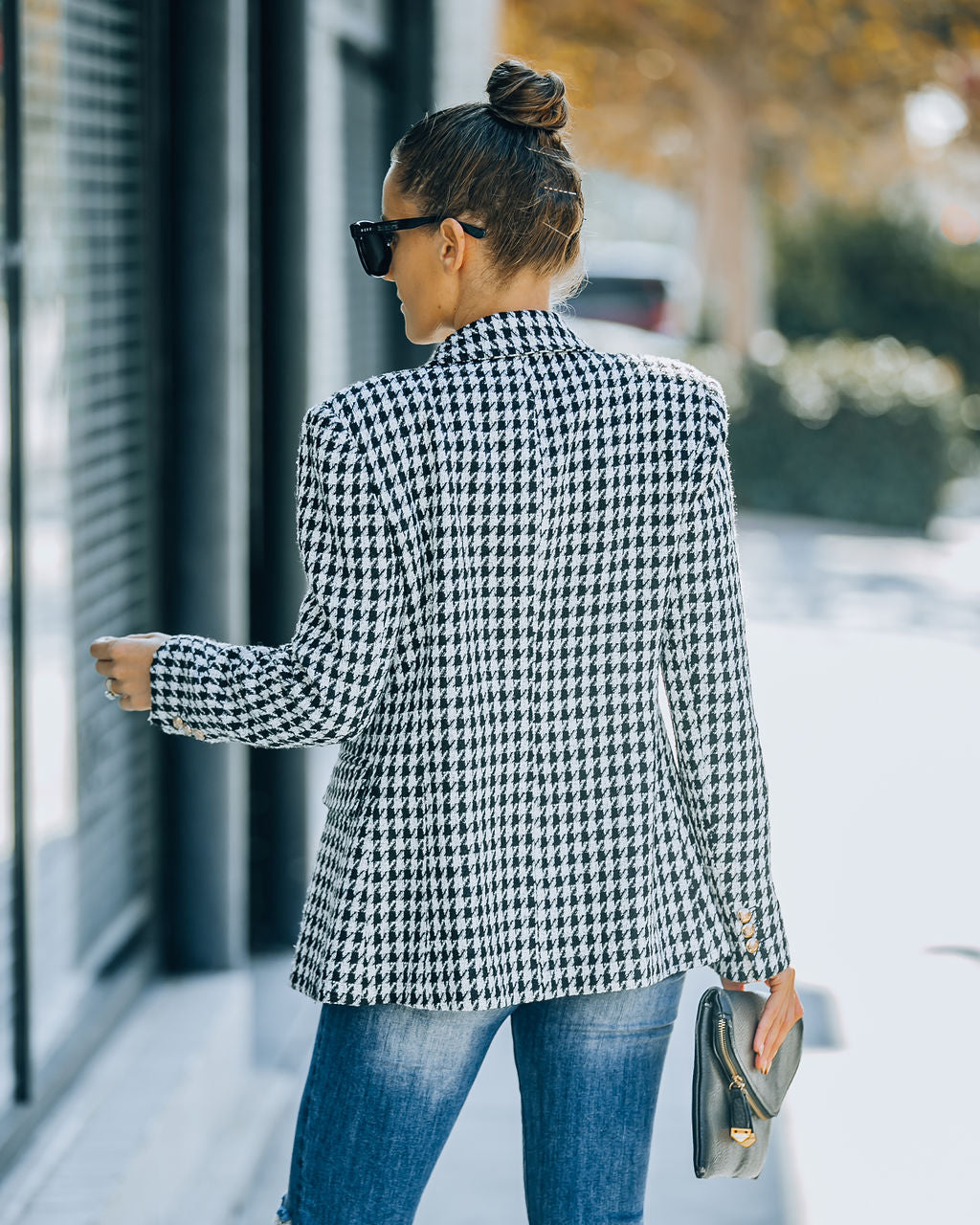 Luck And Charm Tweed Houndstooth Blazer