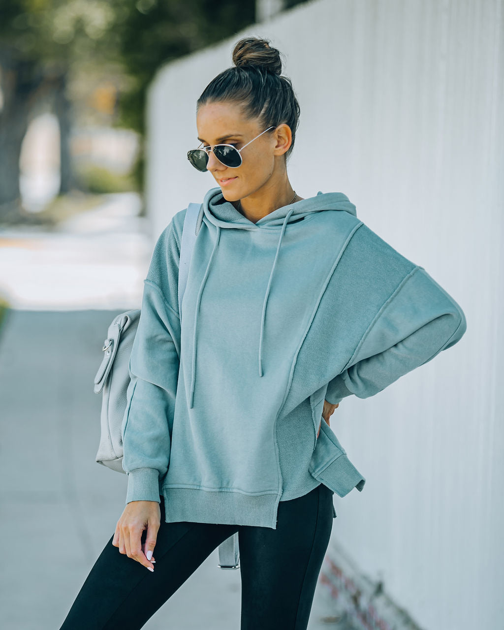 Kyrie Cotton Blend Hoodie - Blue Haze