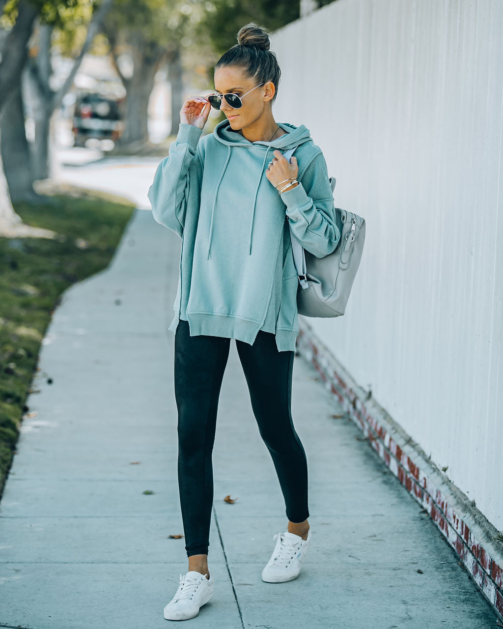 Kyrie Cotton Blend Hoodie - Blue Haze