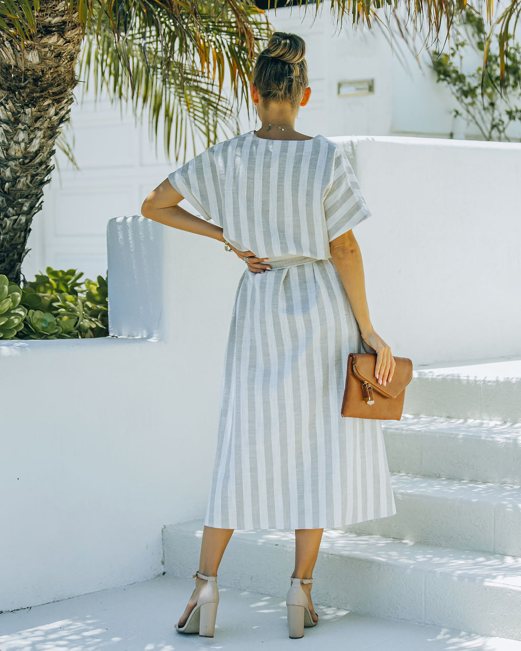 Francey Cotton Linen Blend Pocketed Midi Dress