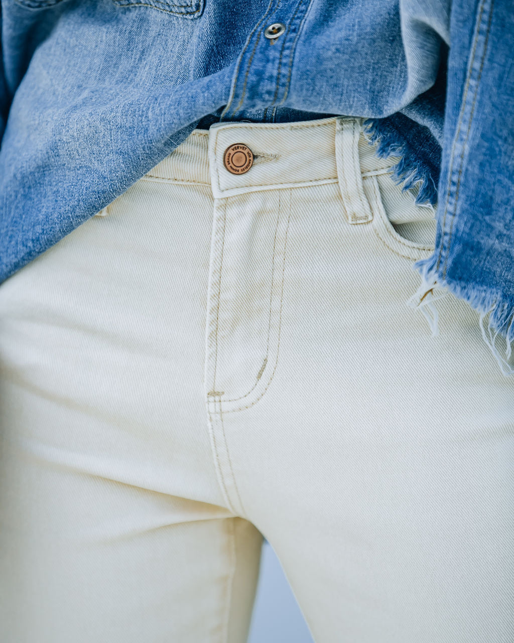 Oat High Rise Straight Leg Denim