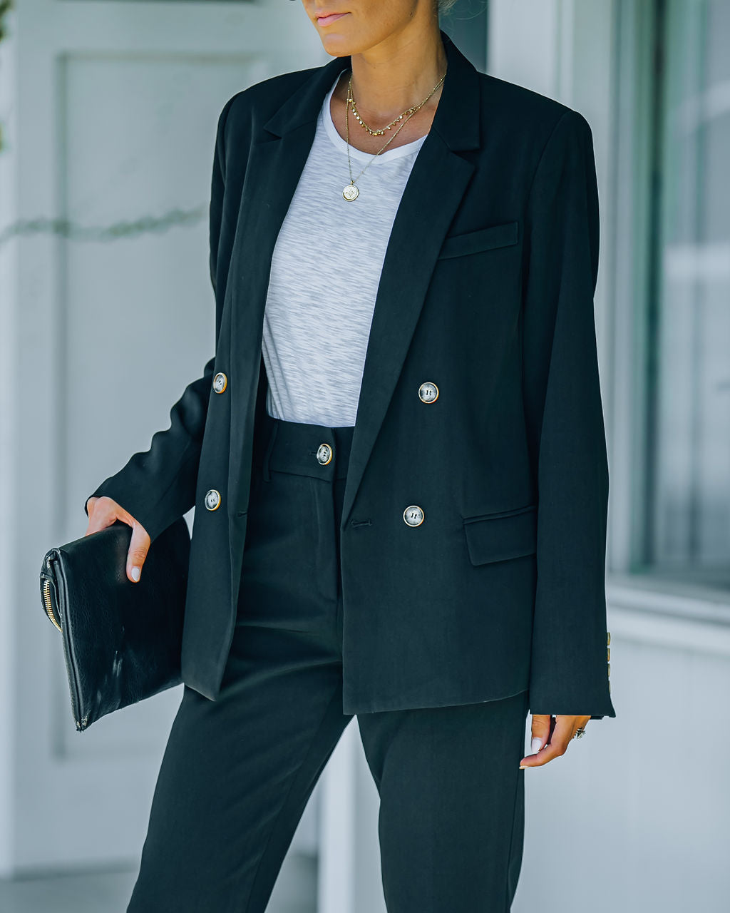 Long Shot Pocketed Blazer - Black