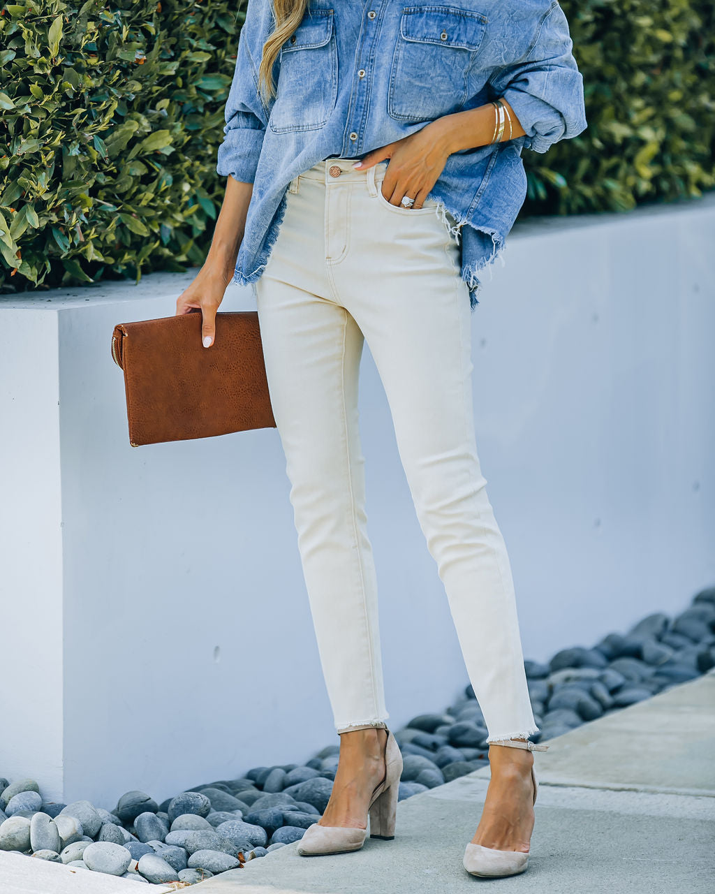 Oat High Rise Straight Leg Denim