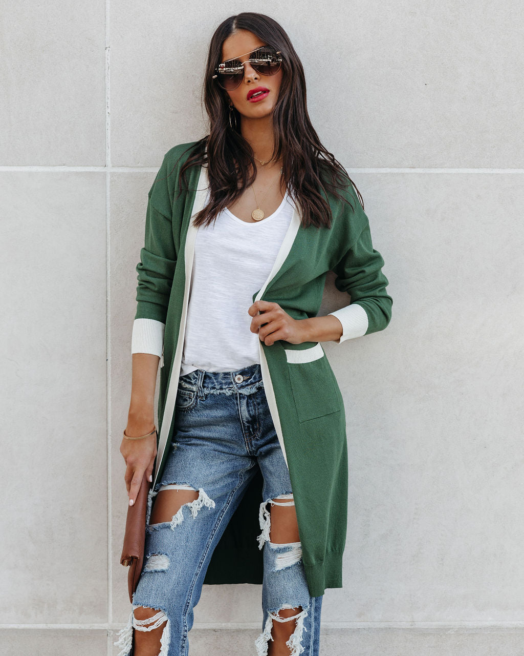 Franklyn Pocketed Knit Cardigan - Hunter Green