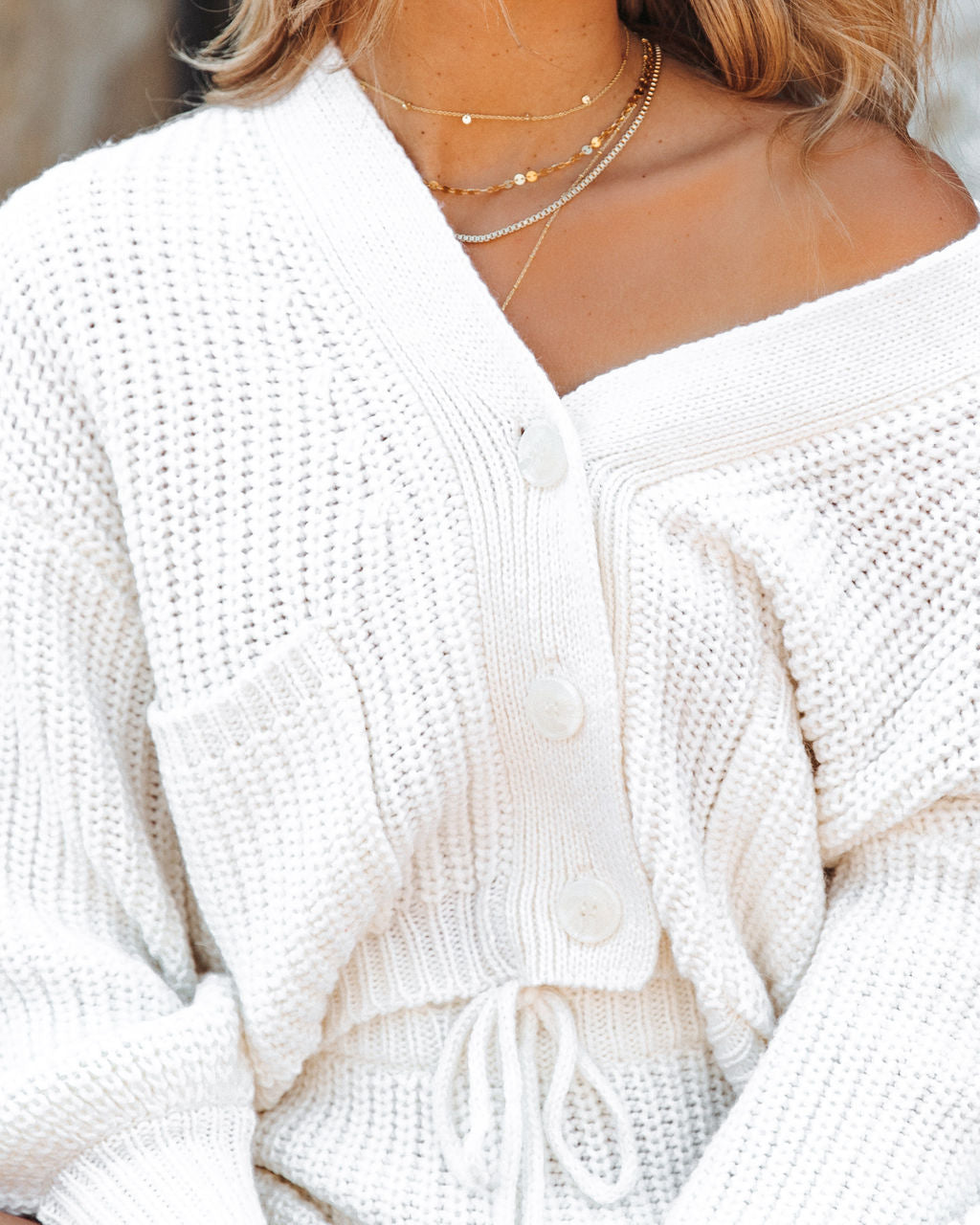 Freja Pocketed Button Front Knit Cardigan