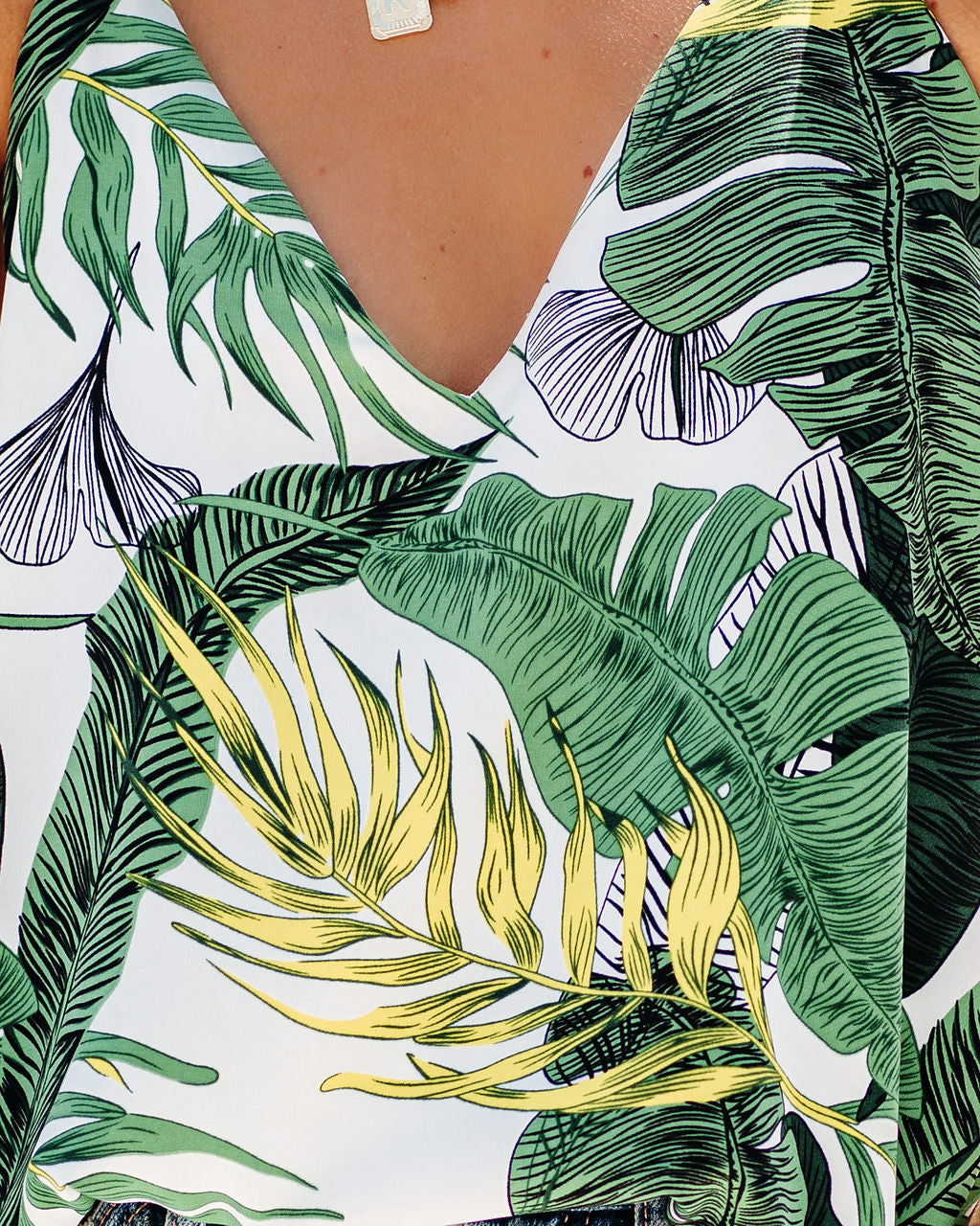 Greenwood Palm Print Racerback Tank