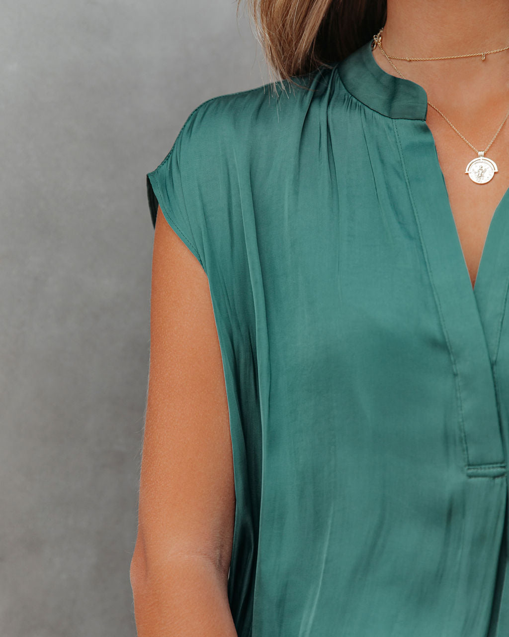Girona Satin Blouse - Hunter Green