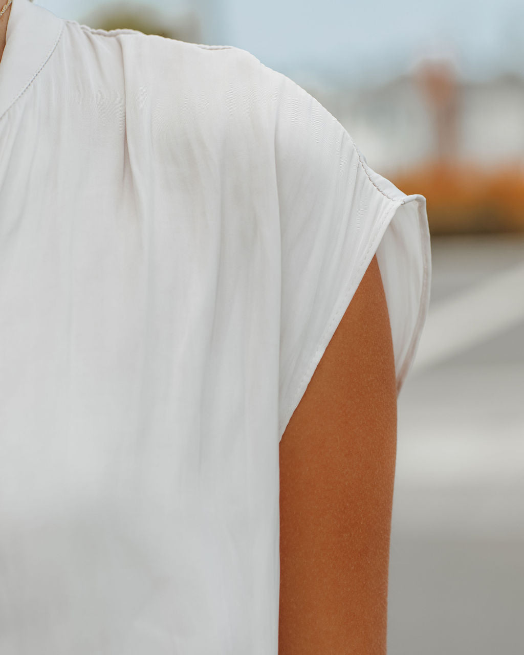 Girona Satin Blouse - Pearl