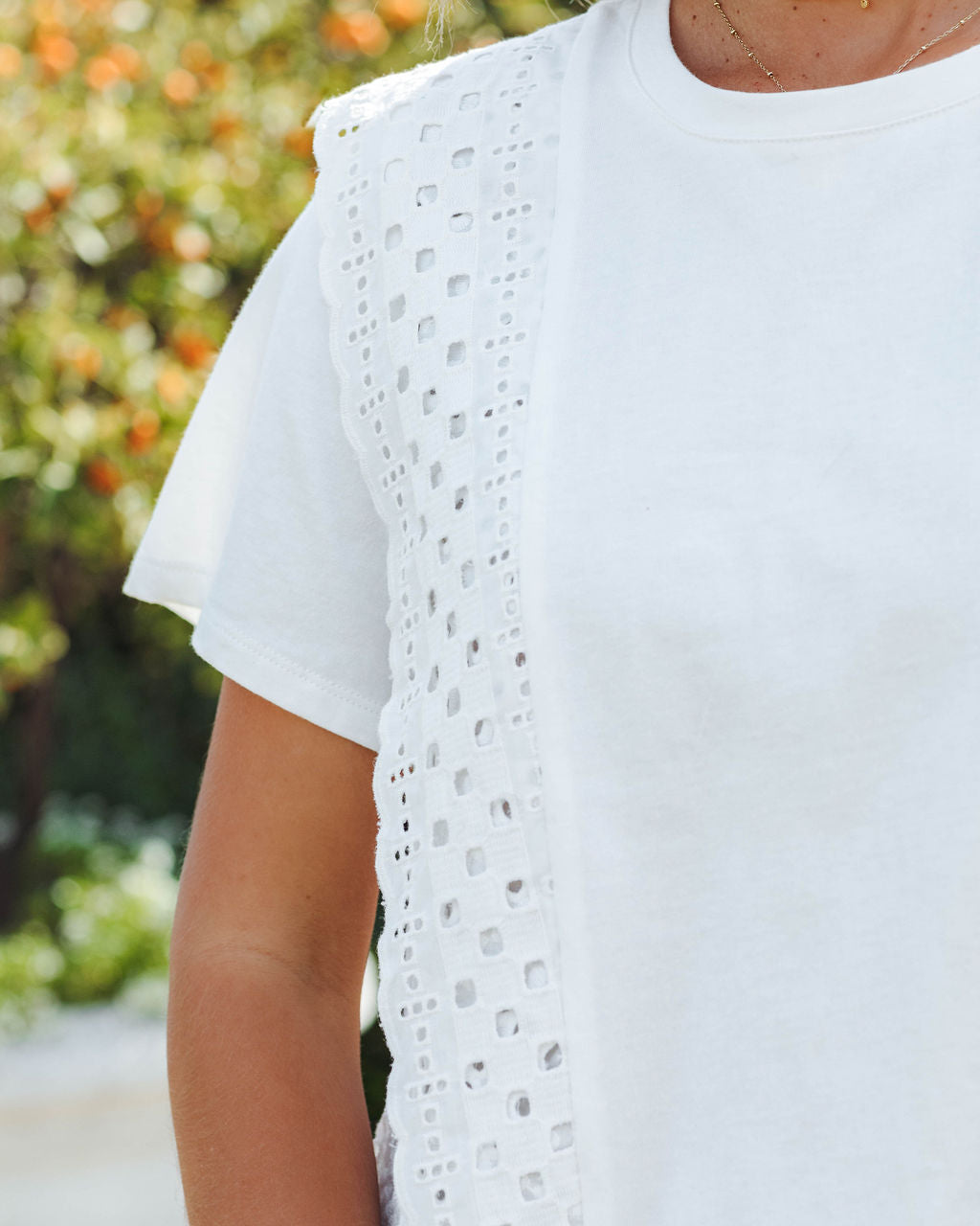 Gwena Cotton Eyelet Tee - White