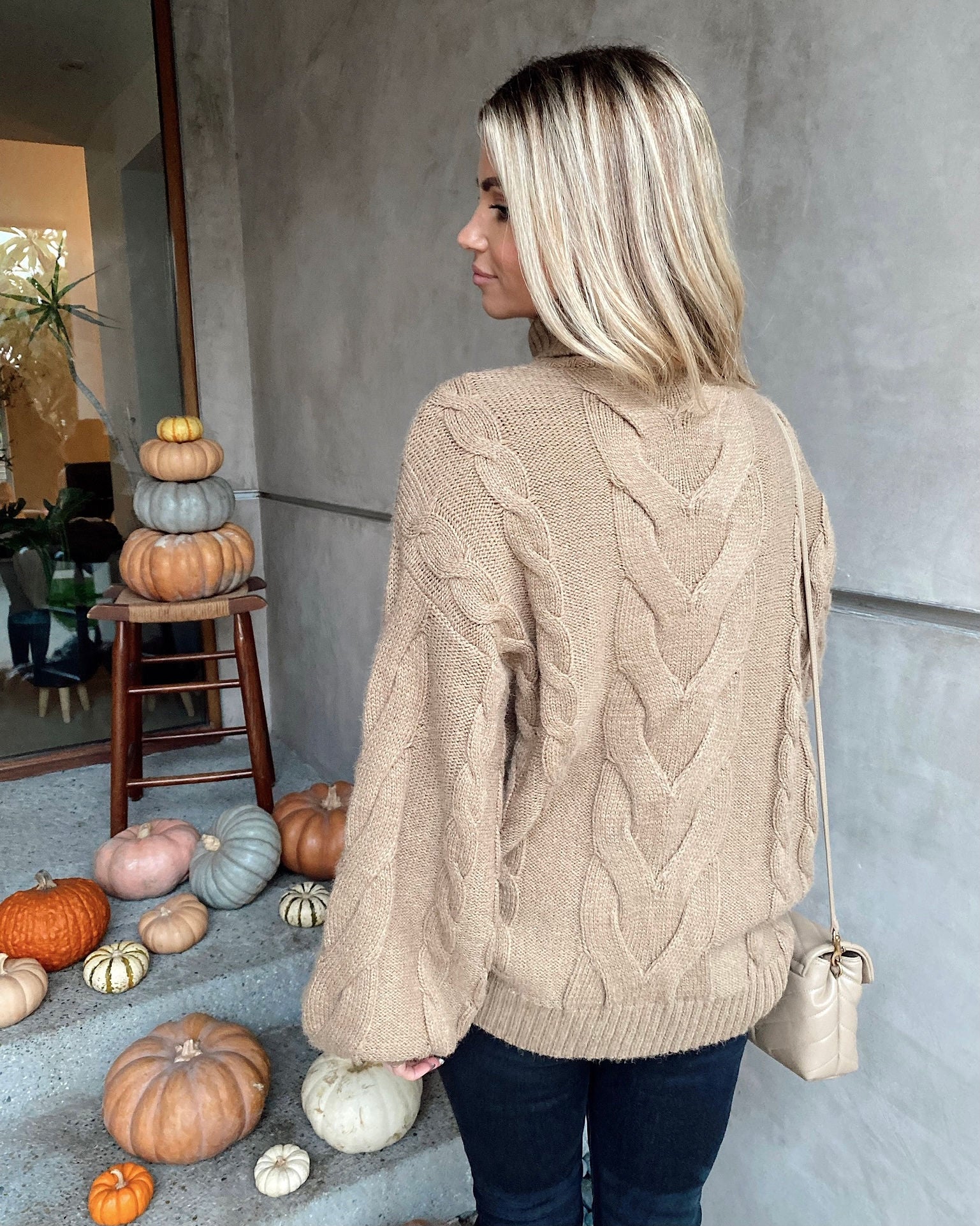 Parkland Cable Knit Turtleneck Sweater - Mocha