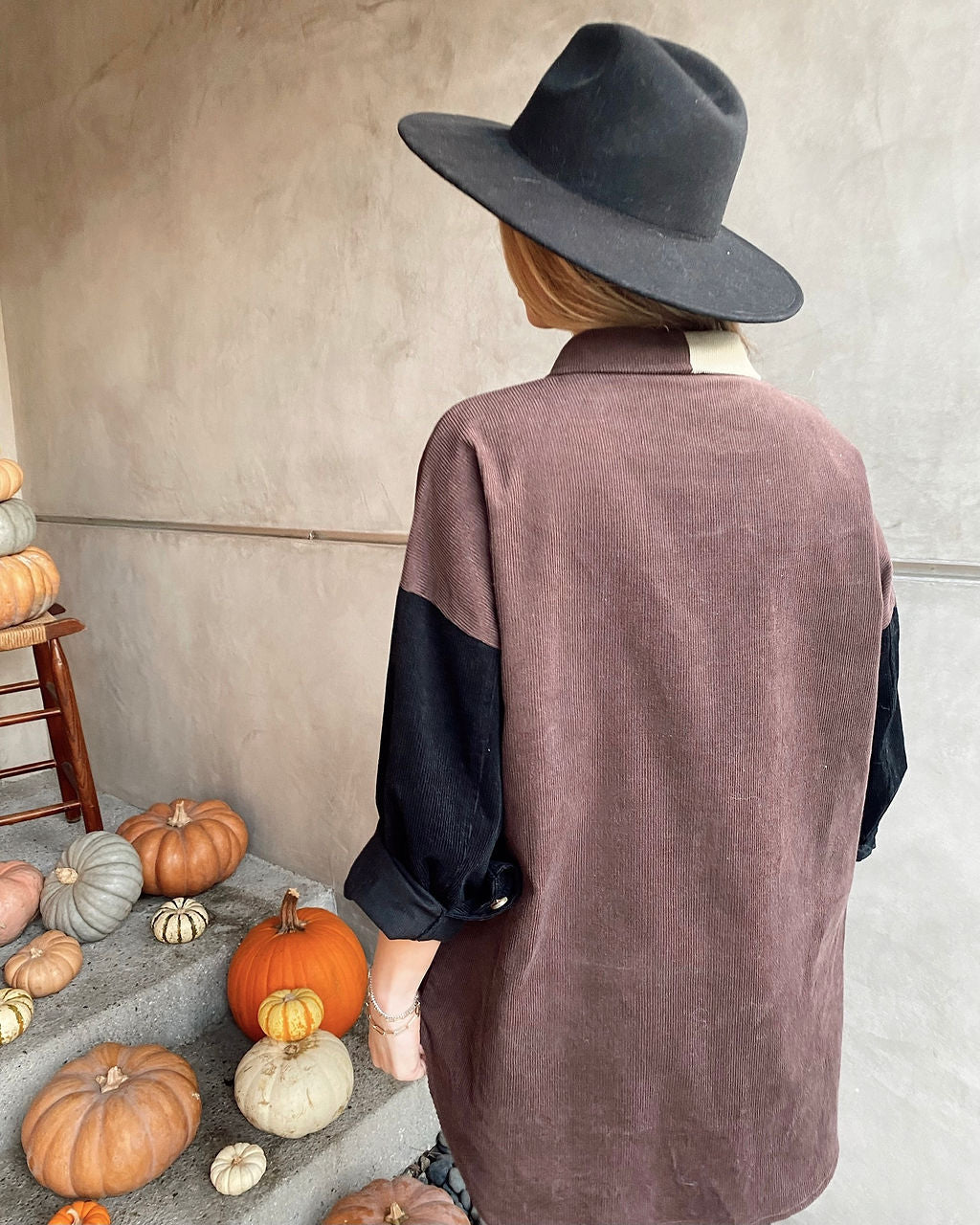 Lisha Cotton Colorblock Corduroy Shacket