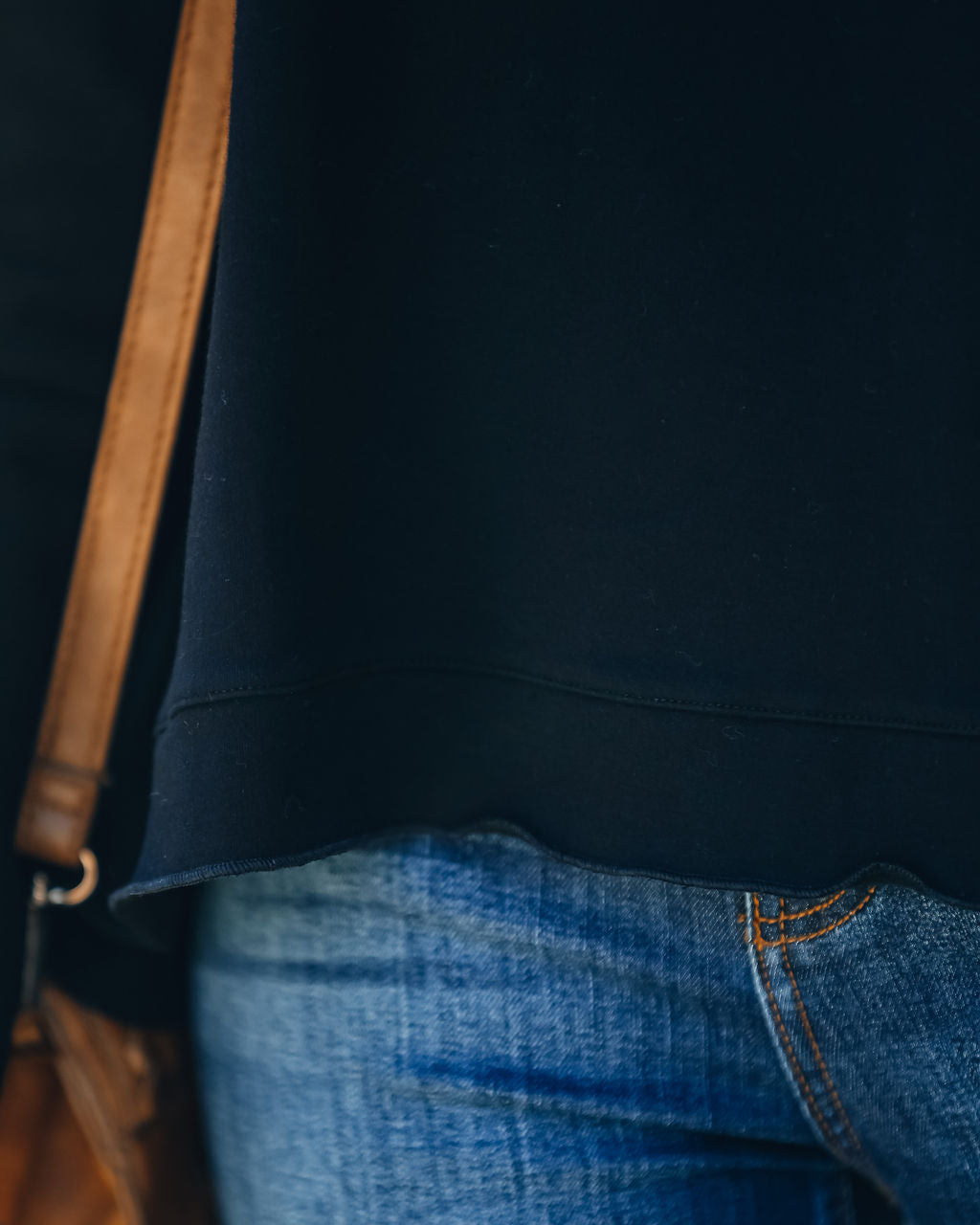 Kylie Cotton Cowl Neck Dolman Sweatshirt - Black