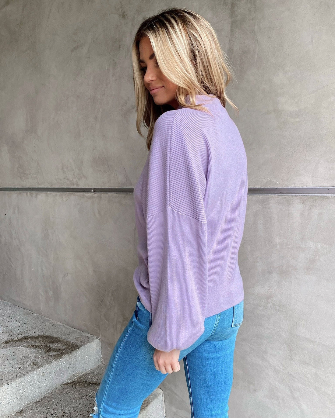 Russ Mock Neck Ribbed Sweater - Lavender