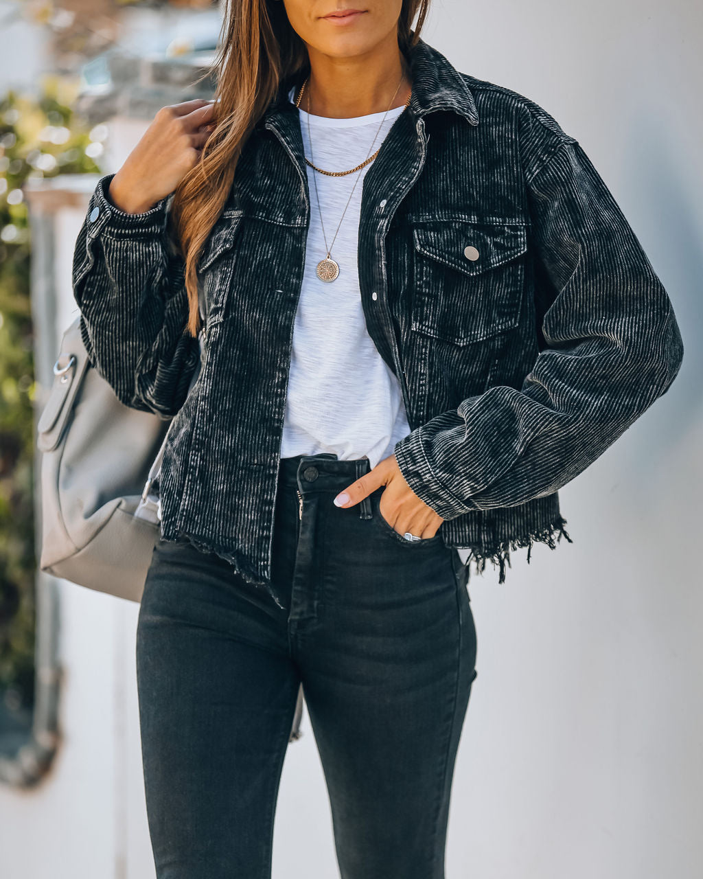 Paddington Distressed Cotton Corduroy Jacket - Black