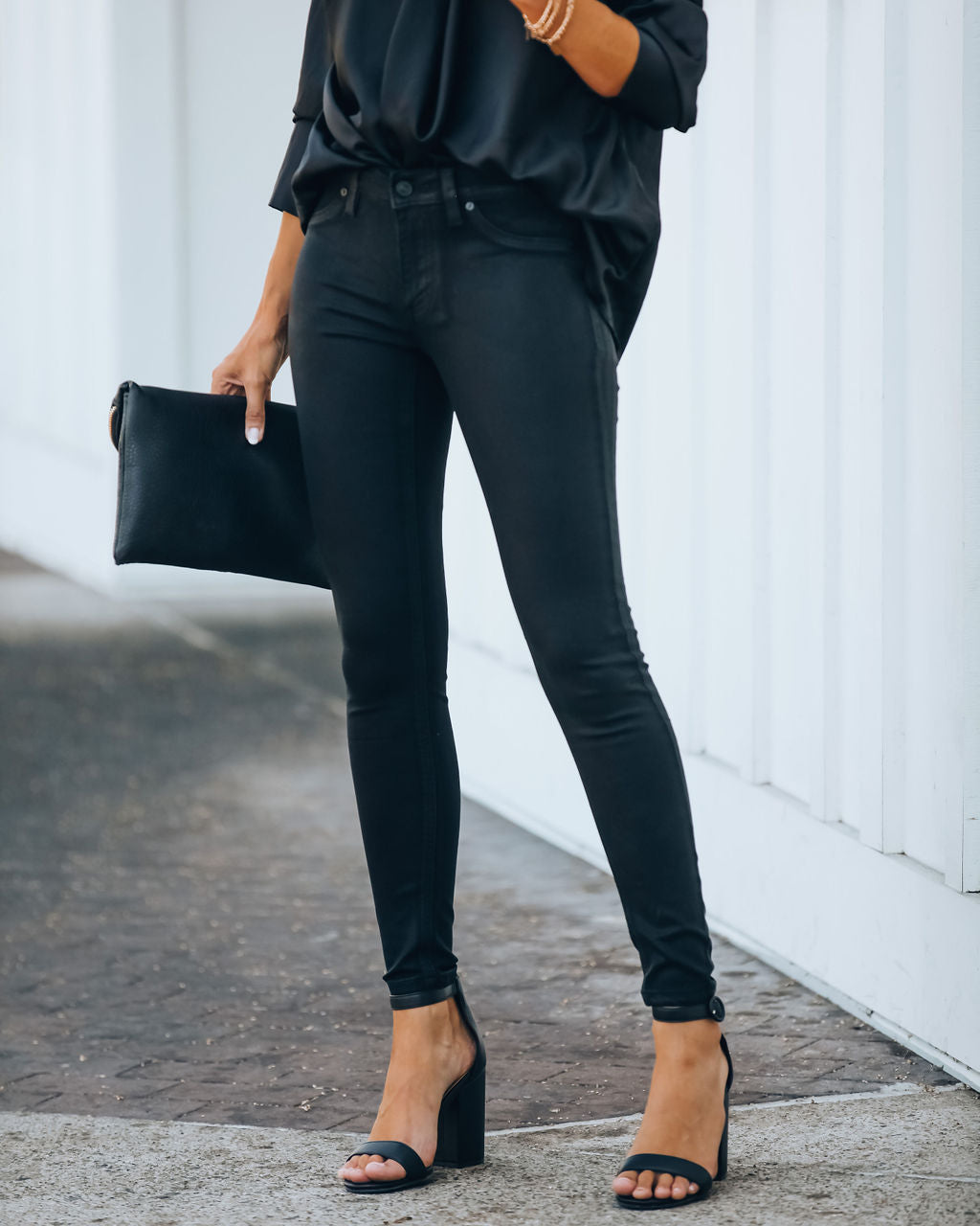 Night Out Mid Rise Coated Skinny