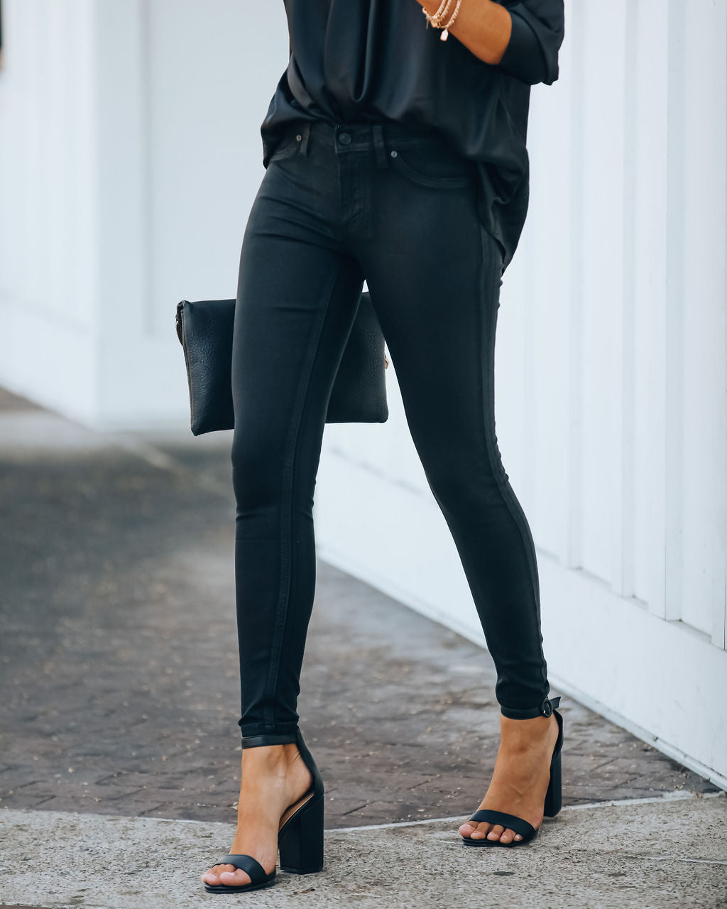 Night Out Mid Rise Coated Skinny