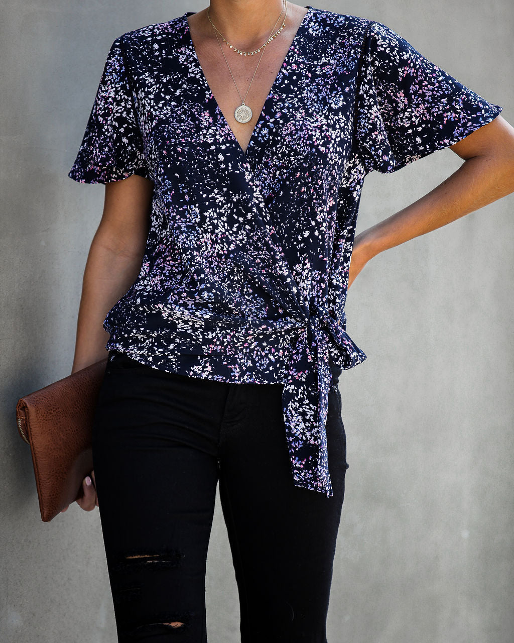 Marlowe Printed Wrap Blouse